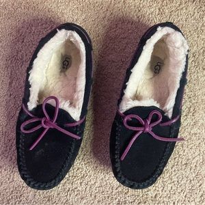 Black and Purple Ugg Moccasins